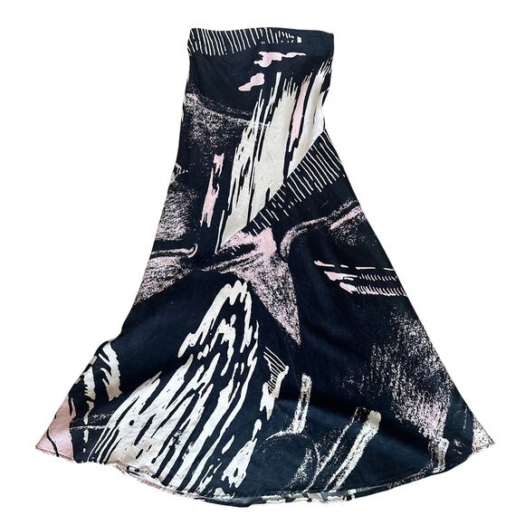 Untitled in Motion Black Bias Cut Midi Skirt XS Designer Career Abstract $262 - Picture 9 of 10